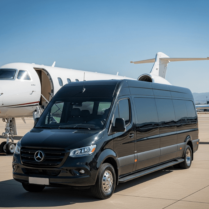 Brand New 2025 Sprinter Van Limo in Atlanta for Corporate and Group Transportation