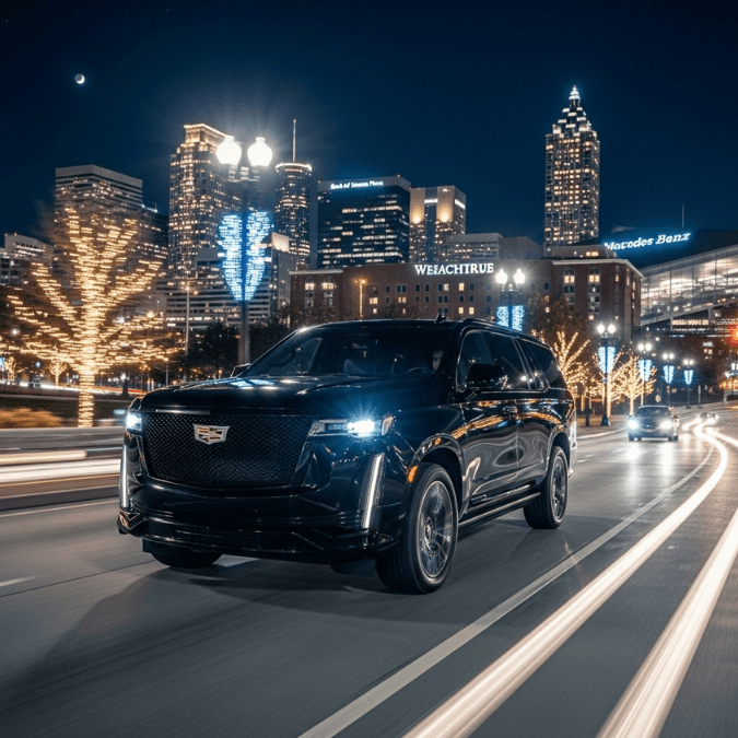 Luxury Cadillac Escalade SUV Limo Driving Around Metro Atlanta