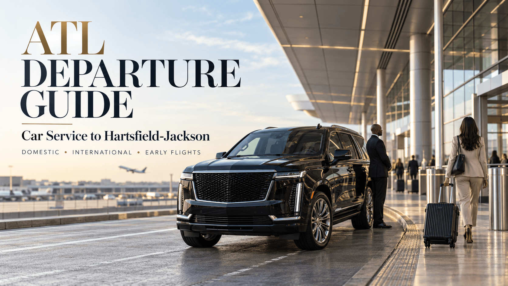 Car service to Hartsfield-Jackson with black Cadillac Escalade for an ATL airport departure